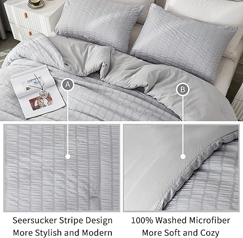 Miniatura 4 de AveLom - Juego de edredón de sirsaca, individualindividual XL (68 x 90 pulgadas), 2 piezas - 100% microfibra suave ligera, juego de edredón con 1