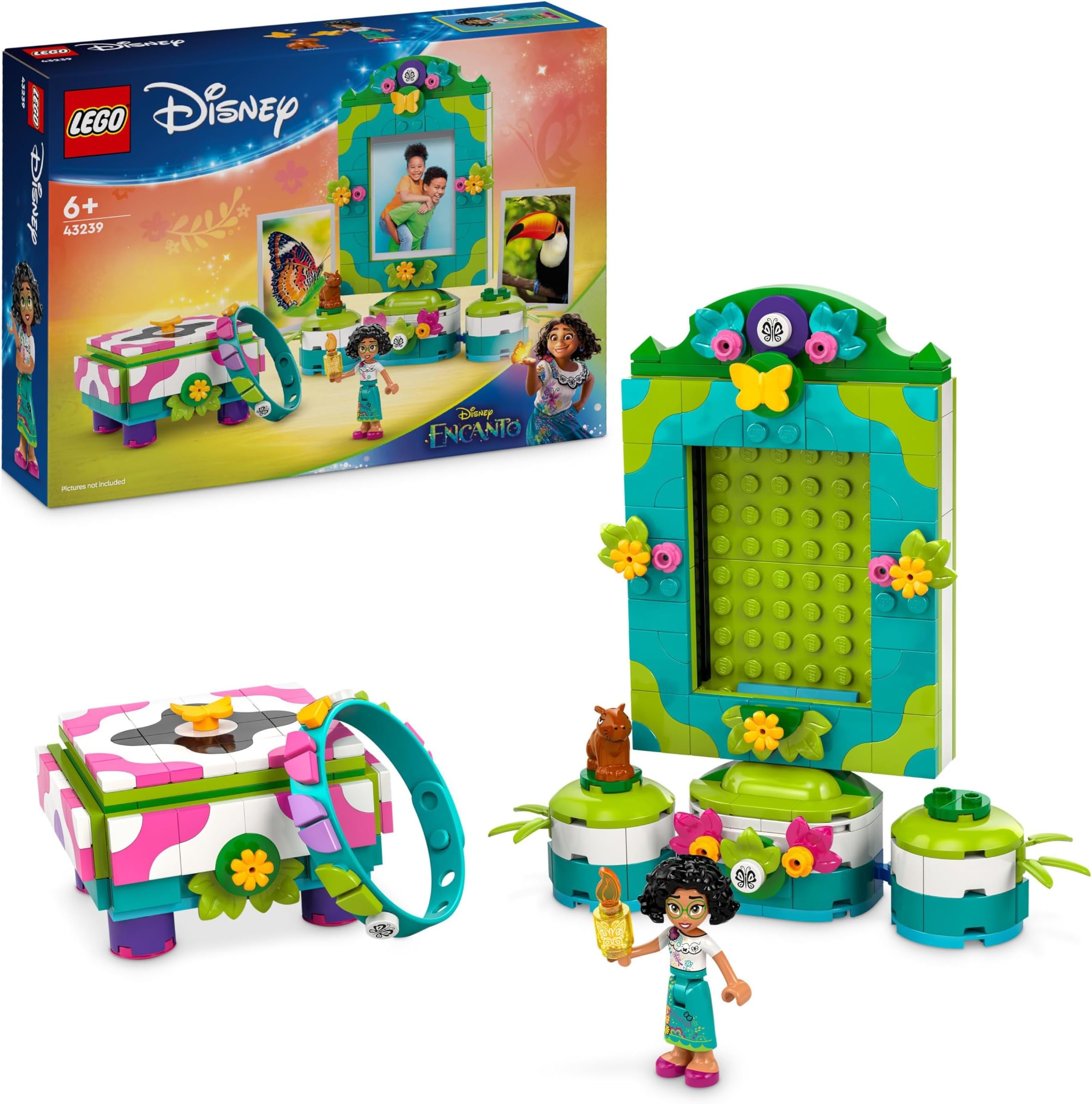 LEGO ǀ Disney Encanto Mirabel’s Photo Frame and Jewellery Box, Buildable Toy for Kids with Wearable Bracelet and Mirabel Madrigal Character Mini-Doll Figure, Gift for Girls and Boys Aged 6 Plus 43239