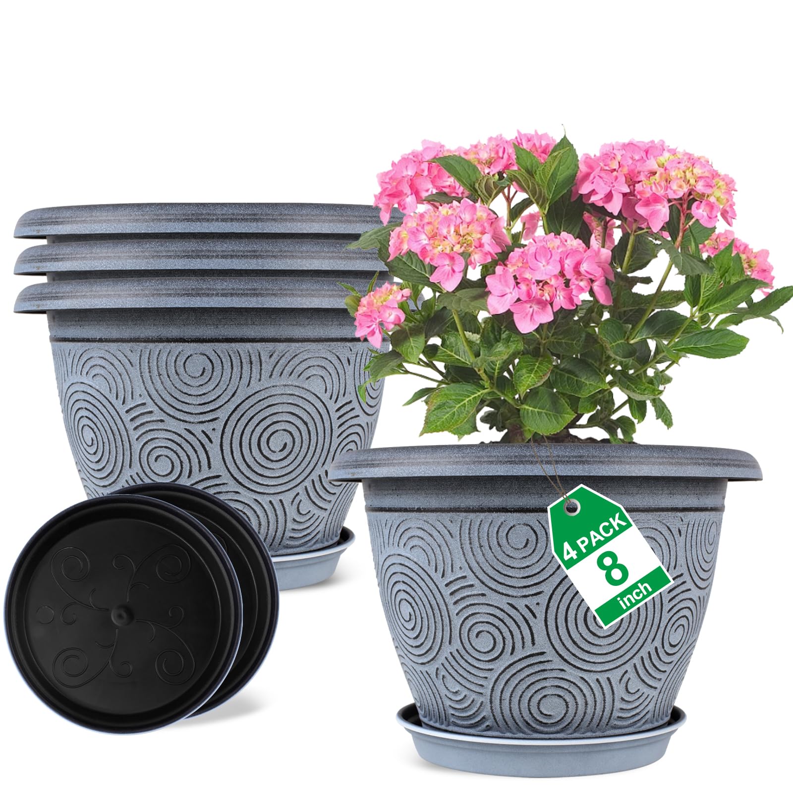 Fodetyff 8 Inch Flower Pots