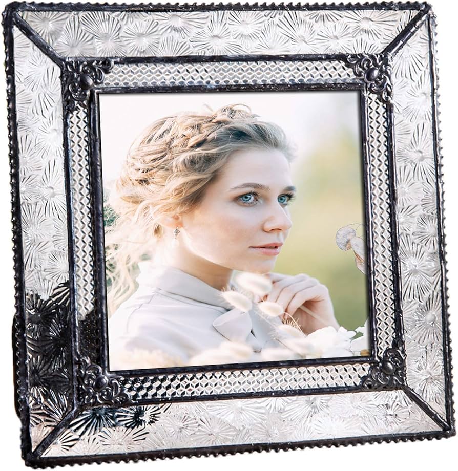 J Devlin Art Glass ガラス フォトフレーム 写真立て Amazon.com - J Devlin Glass Art Pic 380-44 Square 4 x 4 Picture