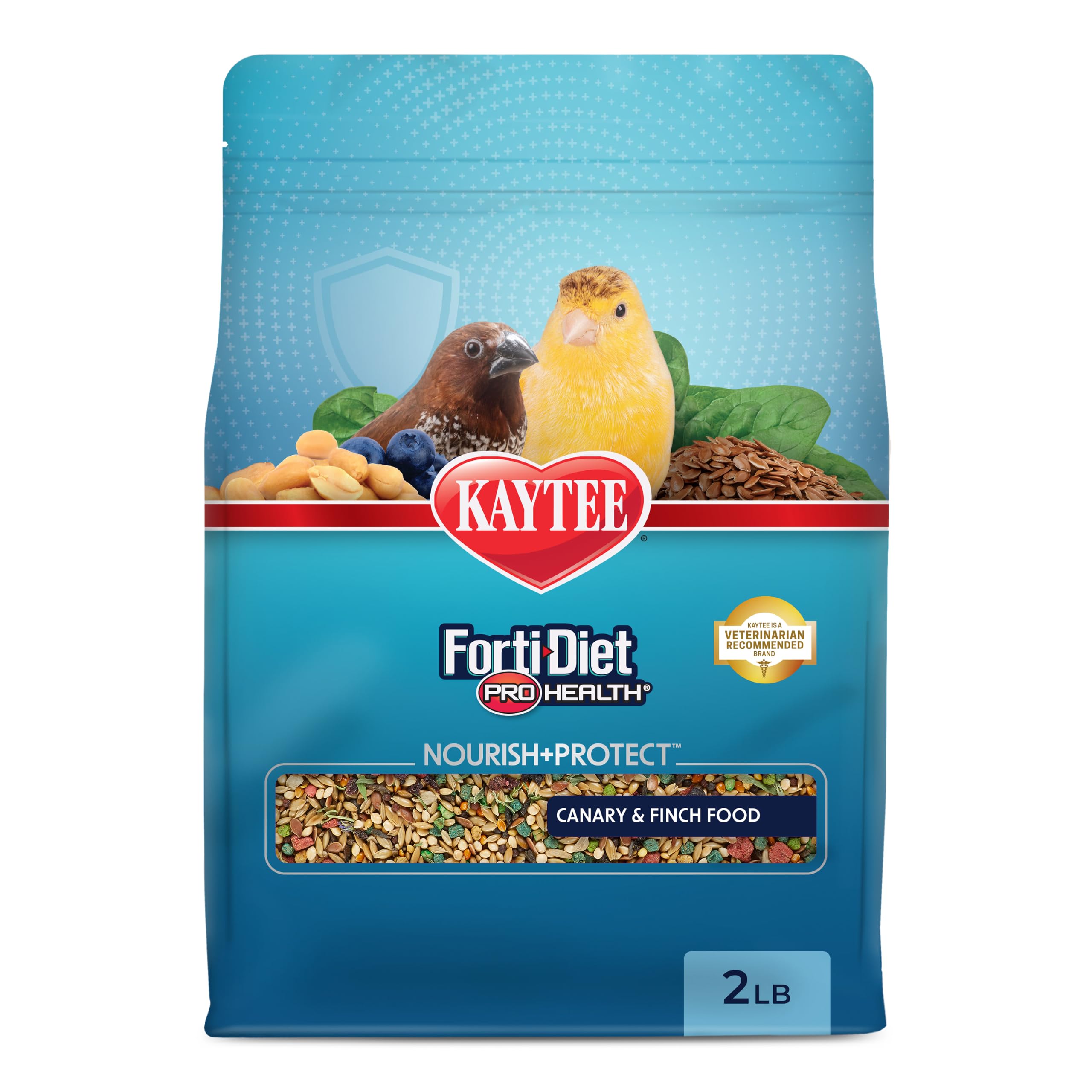 Kaytee Forti-Diet Pro Health Nourish+Protect Canary & Finch Food, 2 Lb | Supports digestion and immunity. Canary food with pr