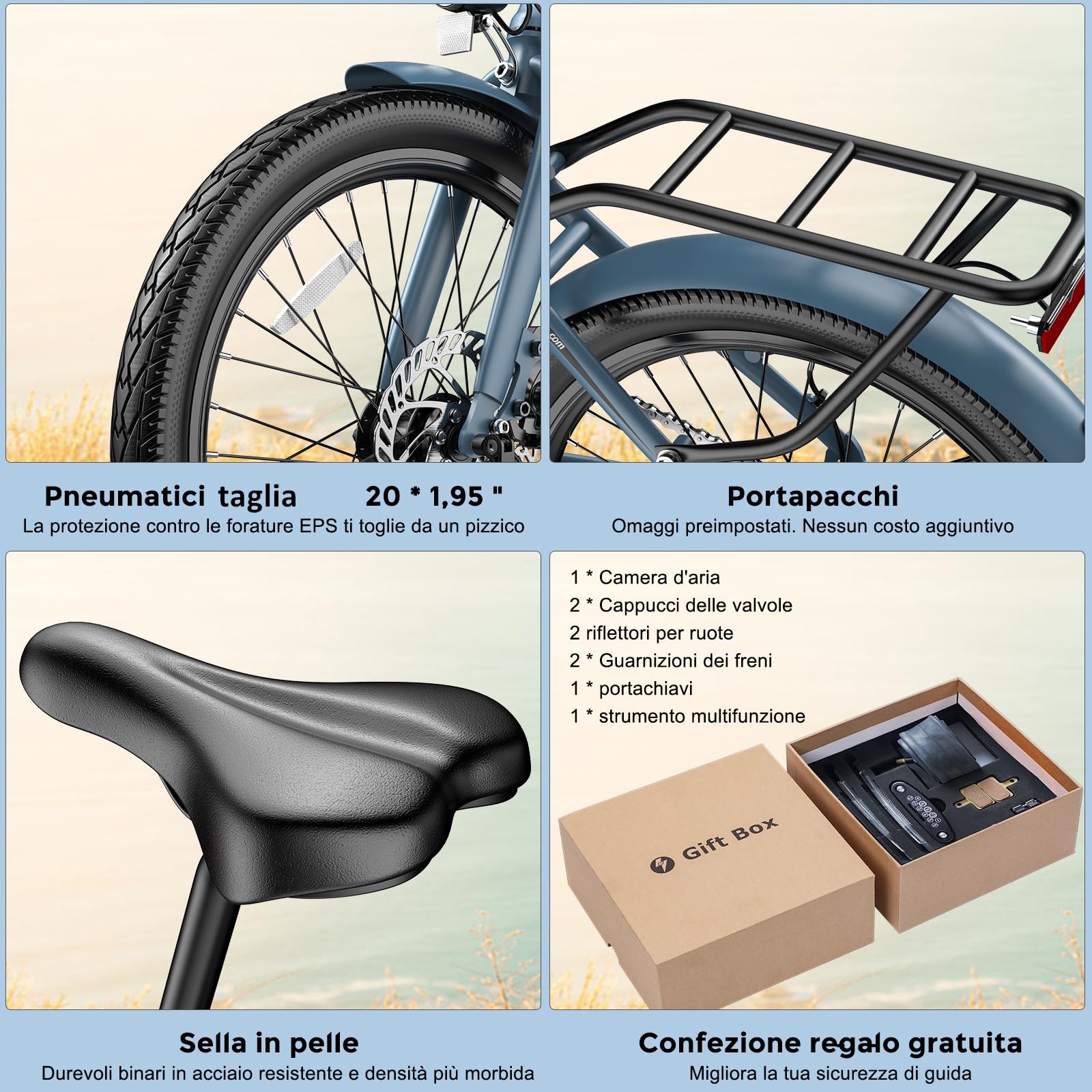 Fafrees Bici Elettrica Pieghevole Donna Uomo 20 Pollici, 36V 16.75Ah Bicicletta Elettrica 250W Ebike da Città, 90KM Pedalata Assistita E-bike, 7 Velocità, F20 Light Upgrade Blu