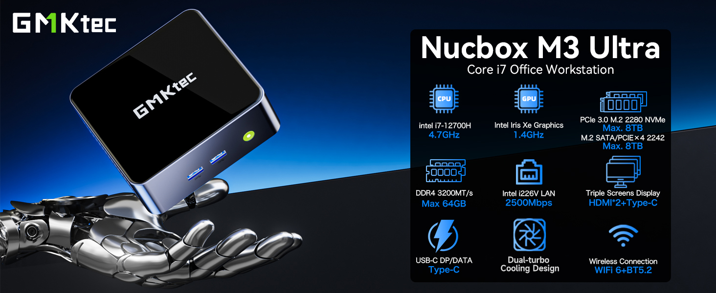 Amazon.com: GMKtec M3 Ultra Mini PC with Intel Core i7 12700H (14C