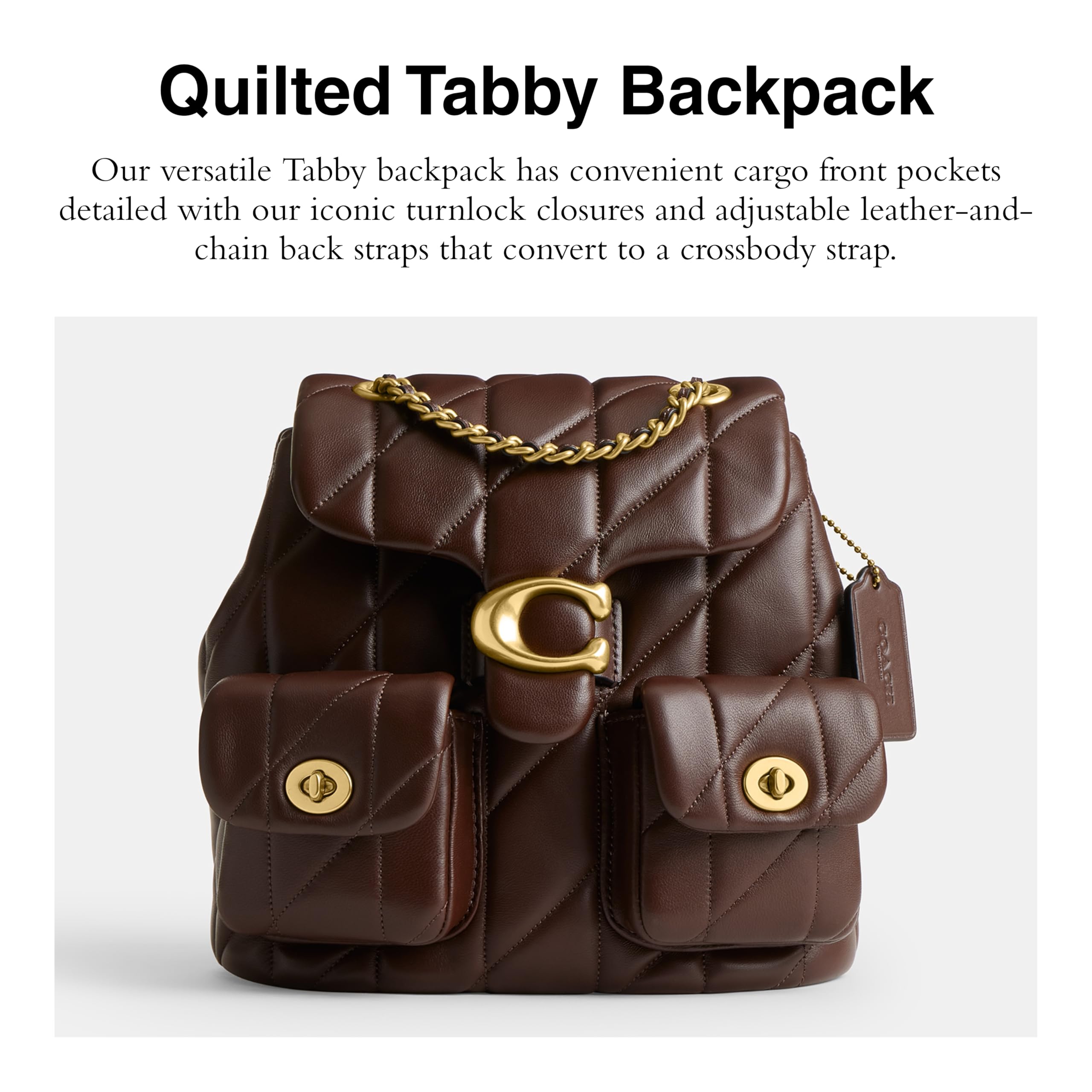 Coach Mochila Tabby de piel acolchada para mujer, Arce, Talla única