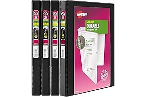 Avery Durable View Binders, 4 Pack 1/2 Inch Black 3-Ring Binders