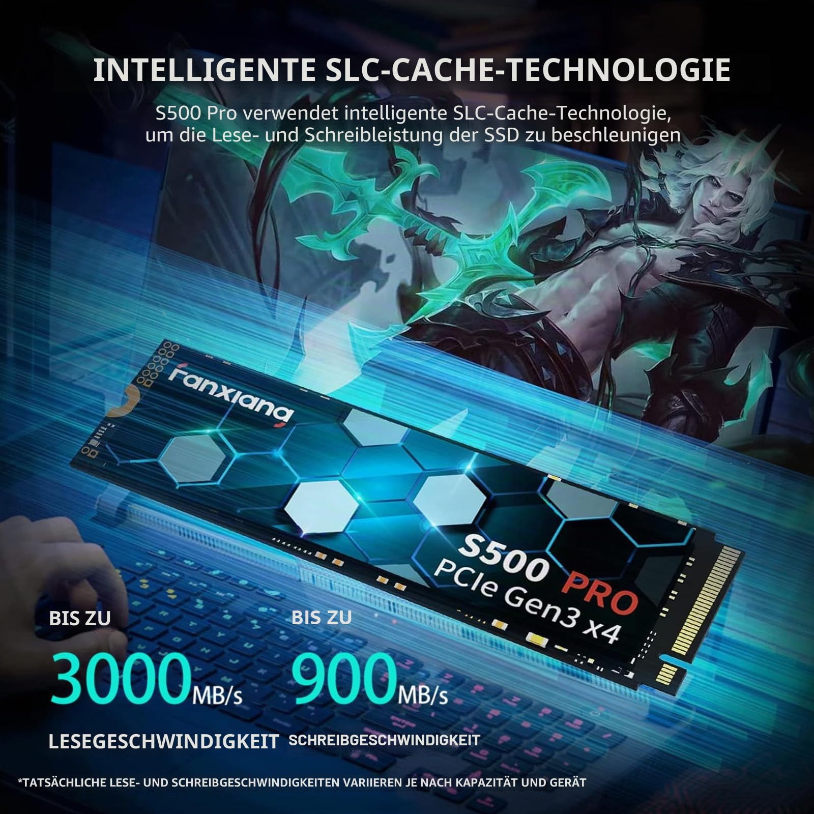 fanxiang M.2 SSD 256GB Interne NVMe SSD Festplatte PCIe 3.0, 3000MB/s Lesen, SSD M.2 2280 mit SLC Cache, Kompatibel mit Laptop, Notebook und Desktop (S500Pro)