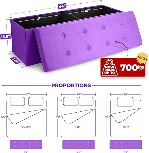 Miniatura 3 de Sorbus – Banco otomano plegable, De Almacenamiento Con Tapa – perfecto para juguetes y zapatos, Otomano, asiento, reposapiés, color contemporáneo,