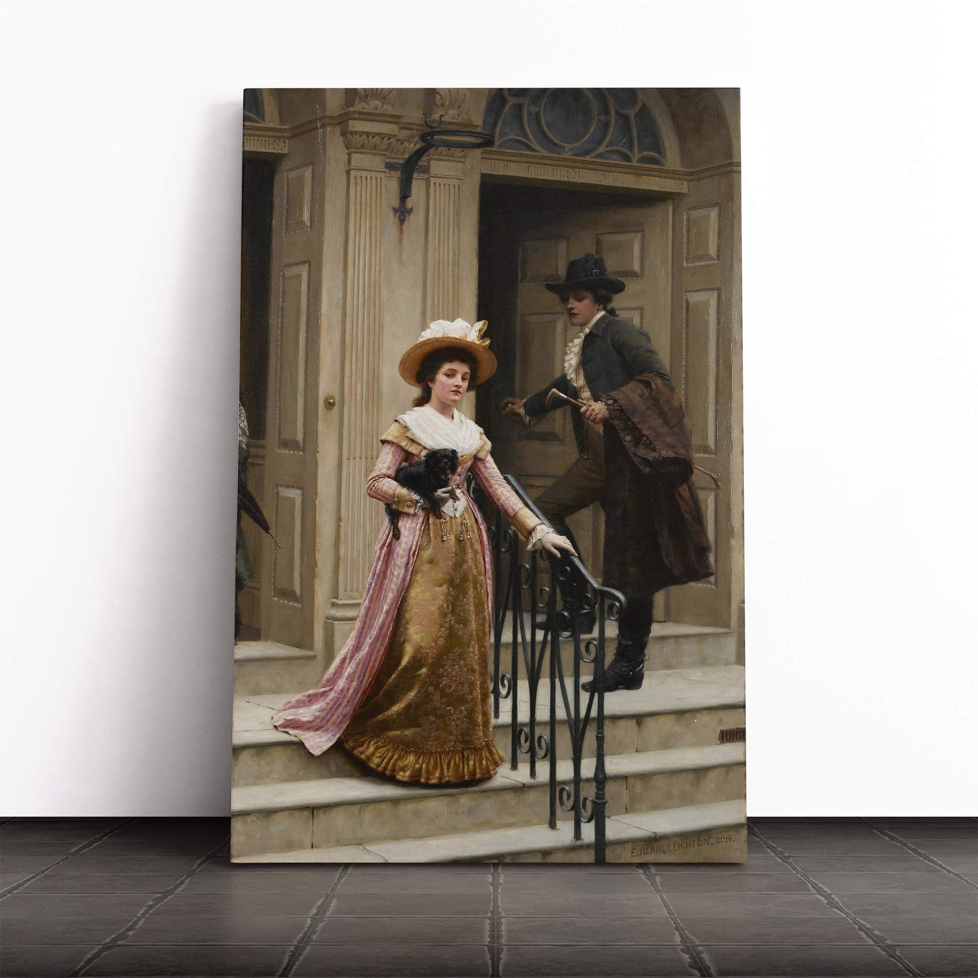 Edmund Leighton My Next-Door Neighbour Canvas Print | Gallery Wrapped 30mm Frame Wall Art | 30x20 inches | Ready to Hang | Modern Picture | Living Room Bedroom Lounge Office