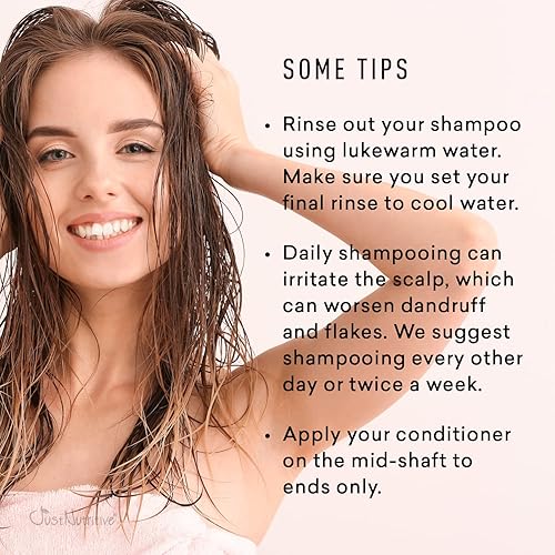 Miniatura 7 de Just Nutritive Champú para el cuero cabelludo transparente para la caspa, tratamiento anticaspa, champú natural para hombres y mujeres, champú de