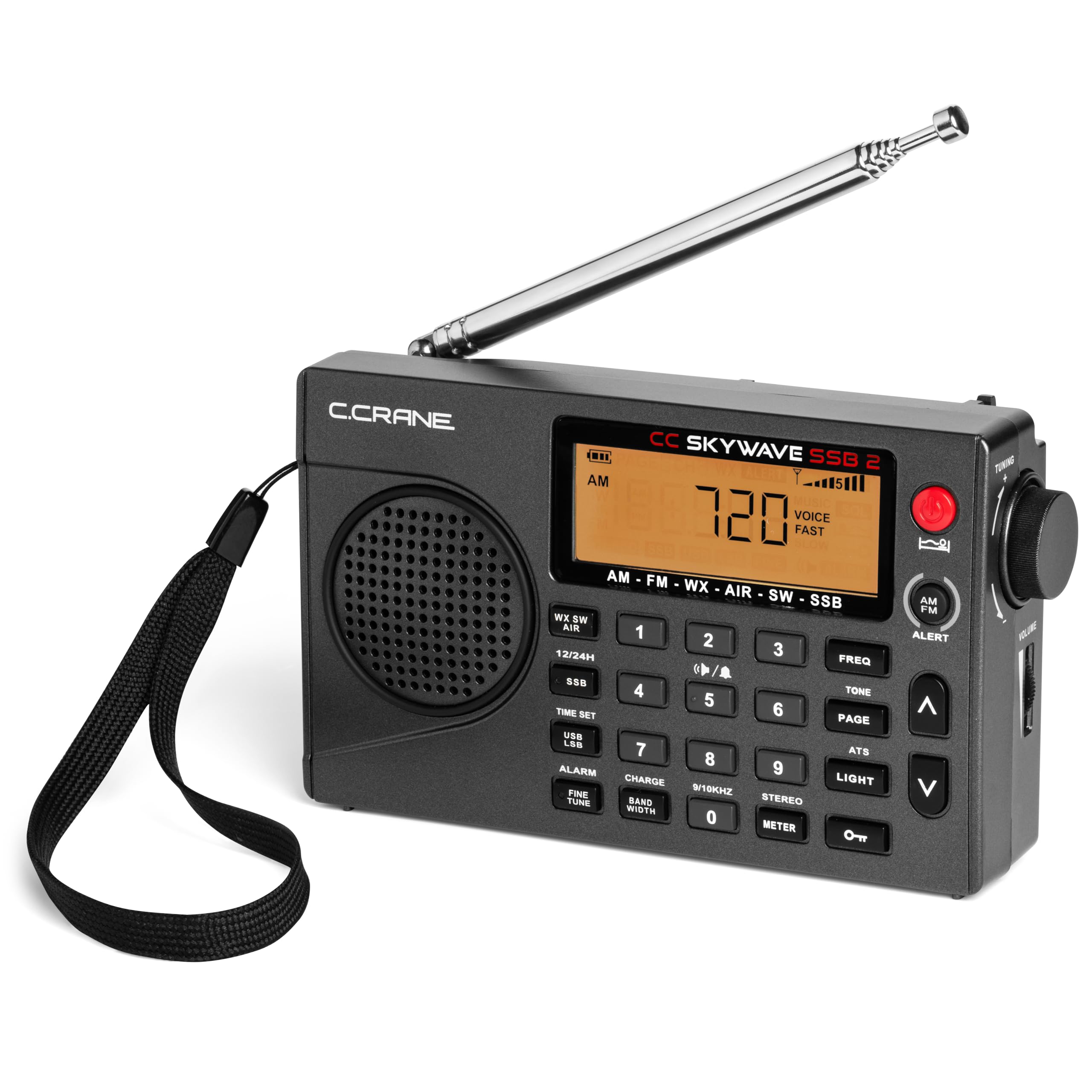 C. Crane CC Skywave SSB 2 AM, FM, Shortwave, NOAA Weather + Alert, Scannable VHF Aviation Band and Individual Sidebands Small Portable Travel Radio Battery Operated, Includes