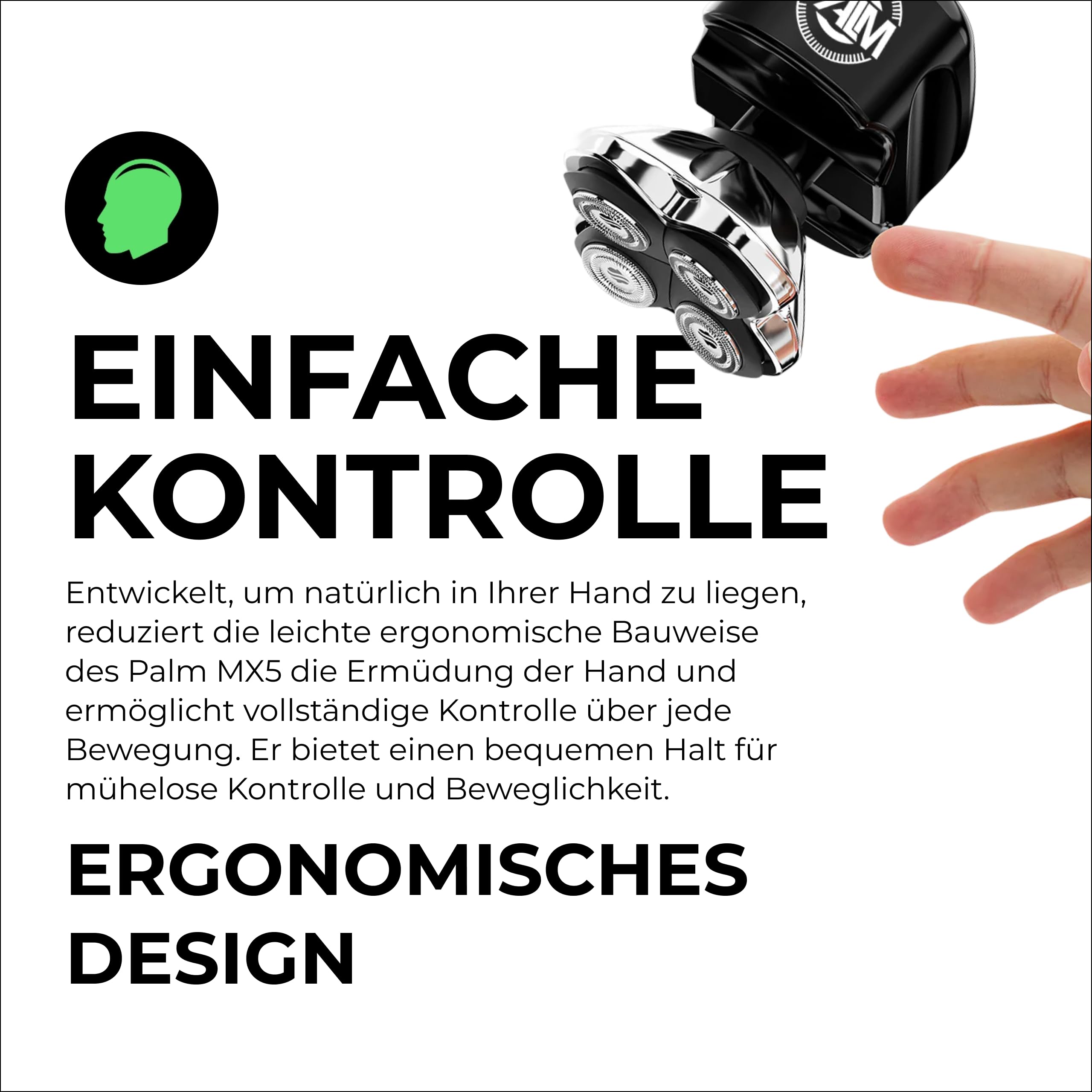Skull Shaver Palm Pro MX5 Gesichts- & Kopfhaarrasierer - Kabellos, Wiederaufladbar, Nass & Trocken - Elektrorasierer für Herren, USB-Ladung - Herren-Grooming-Set - Carver 4 Pro Klinge, LCD-Display | Kabellos, Wiederaufladbar, Nass & Trocken, Elektrorasier