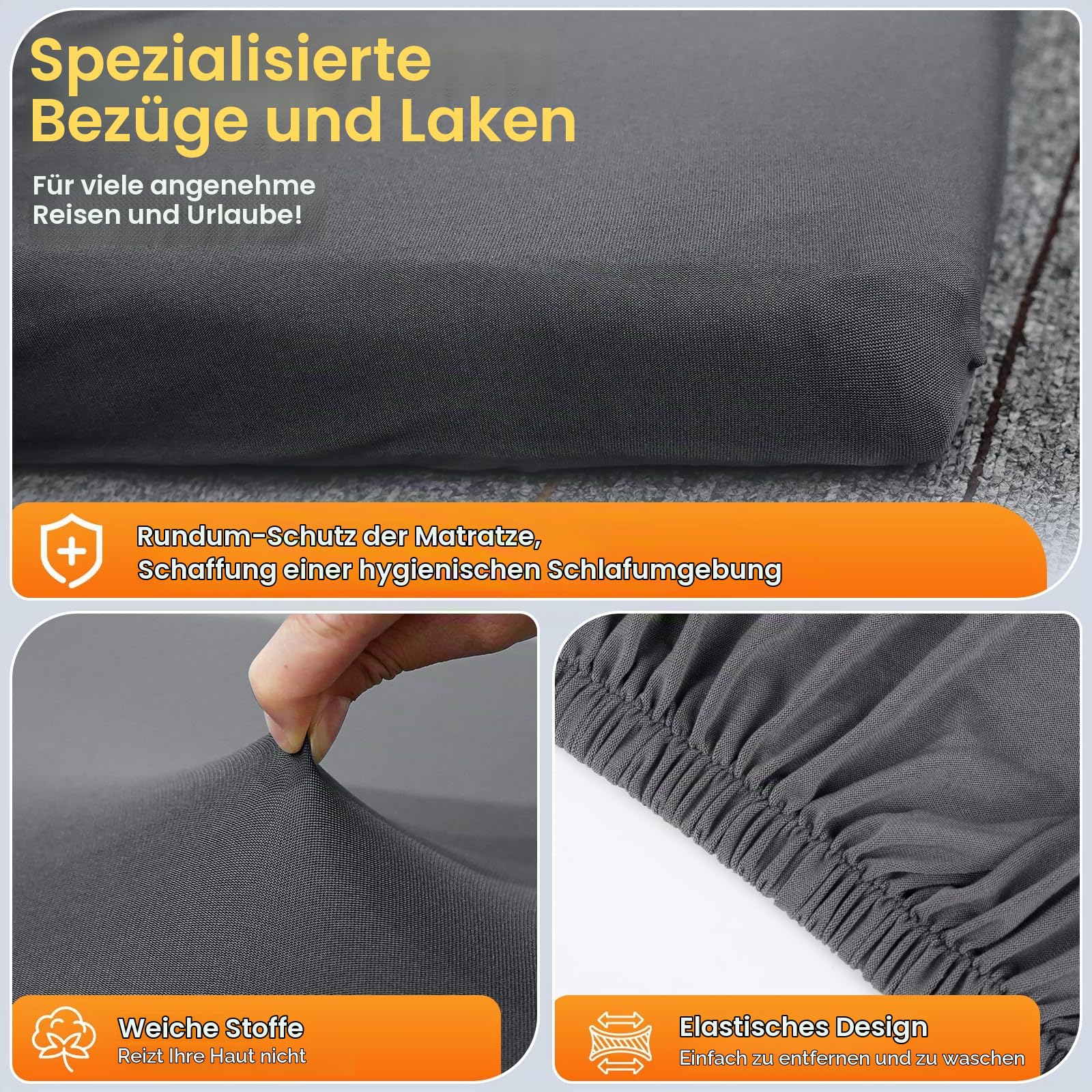 Spannbettlaken Ersatz für VW T5 T6 T6.1 Ocean Faltbett, Luxus Spannbetttuch