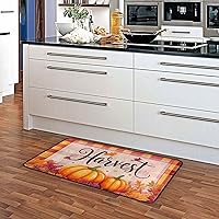 Vista 5 de Alfombra de cocina con calabazas de otoño y otoño, antifatiga, a cuadros, calabaza, hojas de arce, tapetes de cocina antideslizantes y lavables
