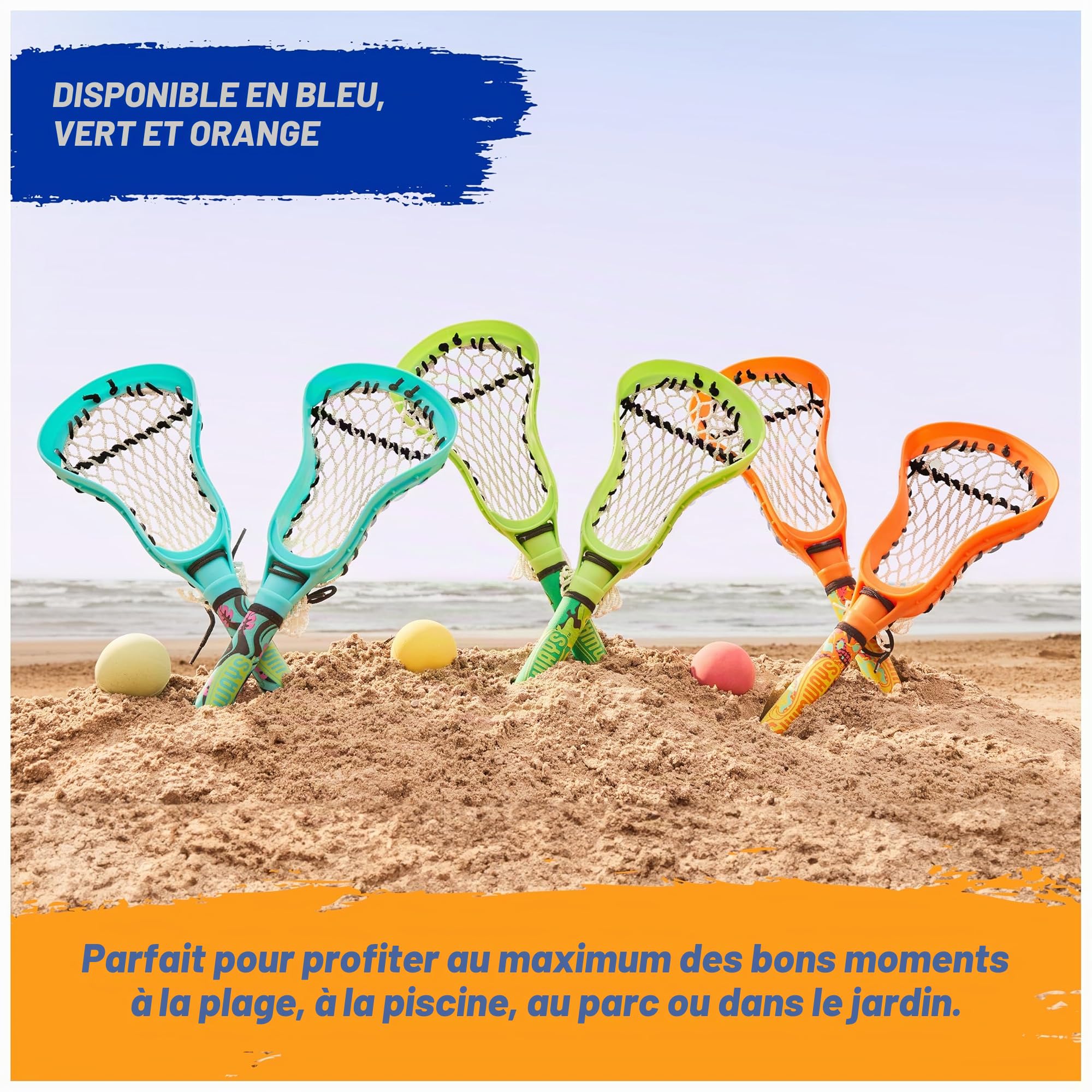 SwimWays Hydro Lacrosse, ensemble de crosse étanche, jeux de plein air pour adultes et enfants, équipement sportif, jeux et jouets de fête au bord de la piscine, bleu