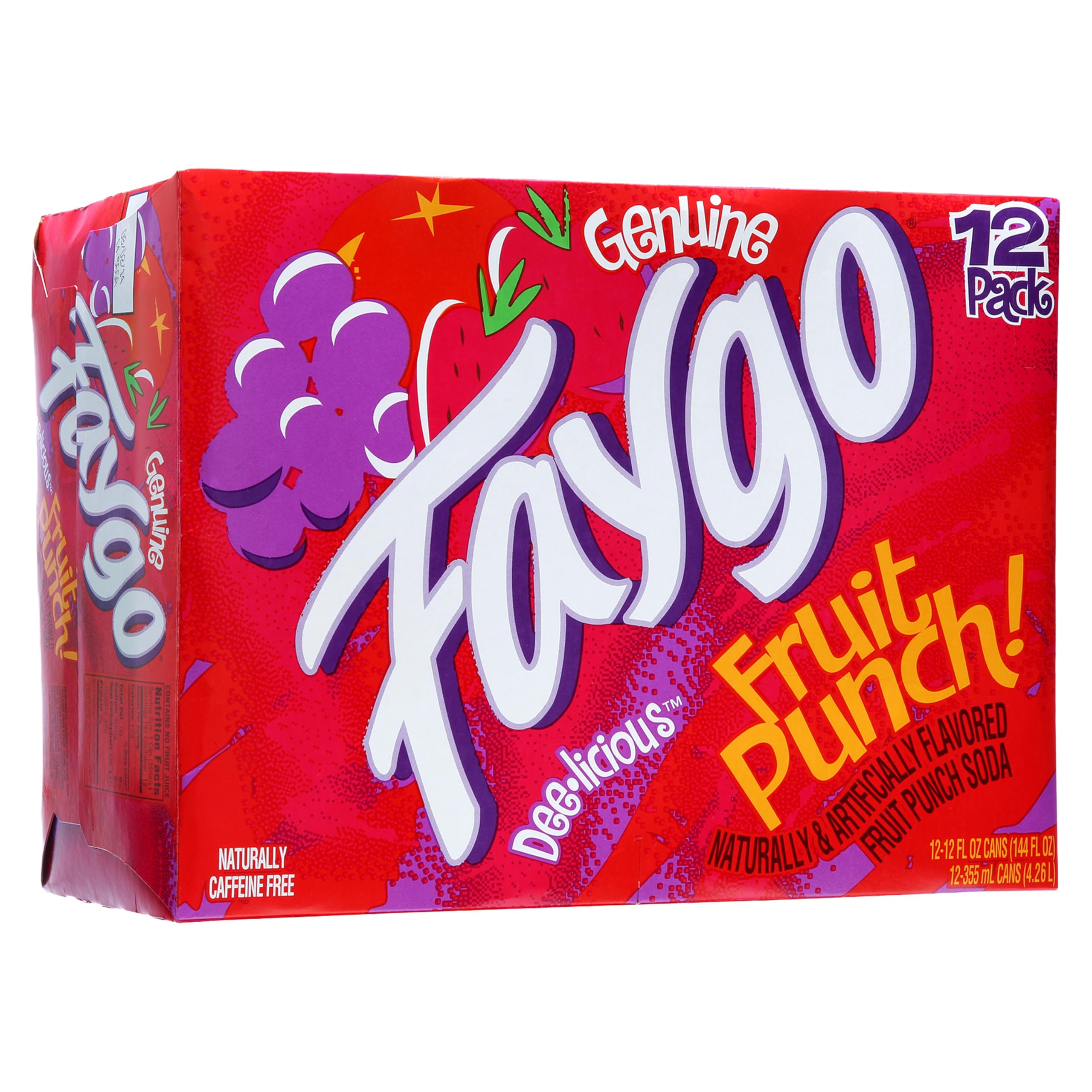 Faygo Punch Soda | 12-Pack of 12oz Cans | Bold Fruit Punch Flavor | Sweet & Tart | Caffeine-Free Soft Drink