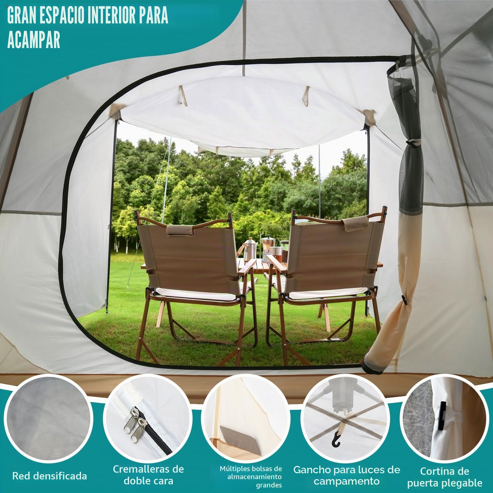 Chihee Tiendas de Camping Carpa Pop-Up Portátil,Carpa Familiar 2 Puertas Montaje Instantáneo Tienda Grande Resistente a la Intemperie Tienda 4 Estaciones con Toldo Incluye Bolsa de Transporte Rainfly