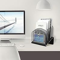 Vista 8 de 2 Pack Inclined Desk File Organizer, 5 Slot Desktop File Folder Holder Document Holder Sorter Organization and Accessories for Office School