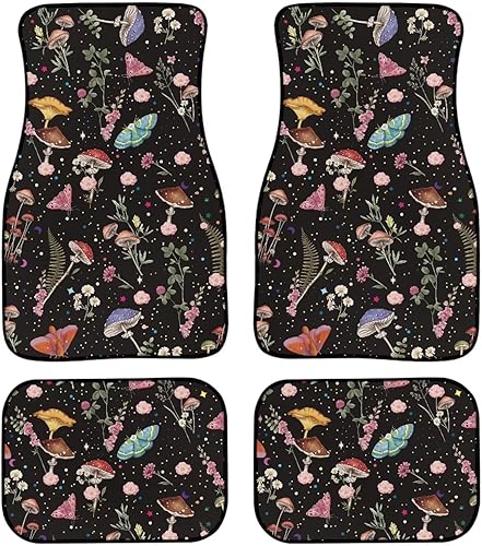 Miniatura 31 de Coloranimal Alfombrillas abstractas hippie para automóvil, 4 piezas, retro, años 60, 70, Groovy Daisy Hippy, alfombrillas universales para la Patrón