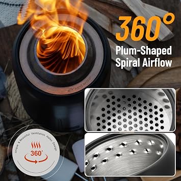 9 Inch Tabletop Fire Pit, Portable Stainless Steel Table Firepit, Black