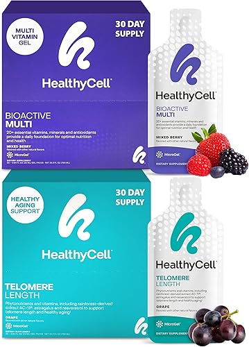 Healthycell Bioactive Multi + Telomere Length Bundle  Vitamina diaria completa para hombres y mujeres + suplemento antienvejecimiento para alargar