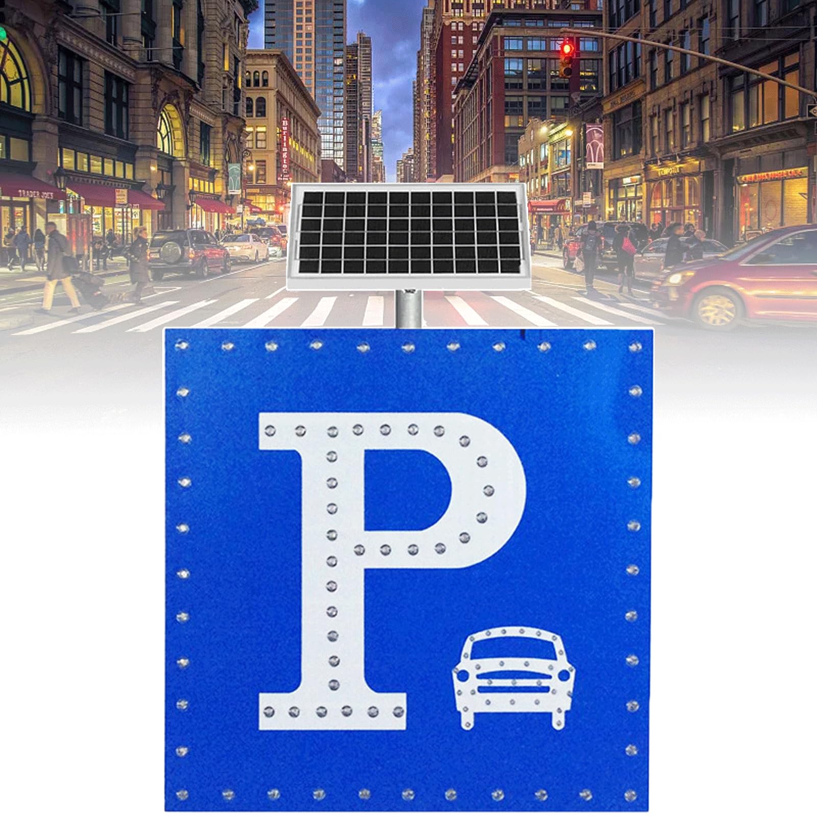 Solar señal de Advertencia de tráfico Vial Intermitente de Aluminio con led para Entrada de vehículos, Calle residencial, Uso Exterior, Resistente a la Intemperie