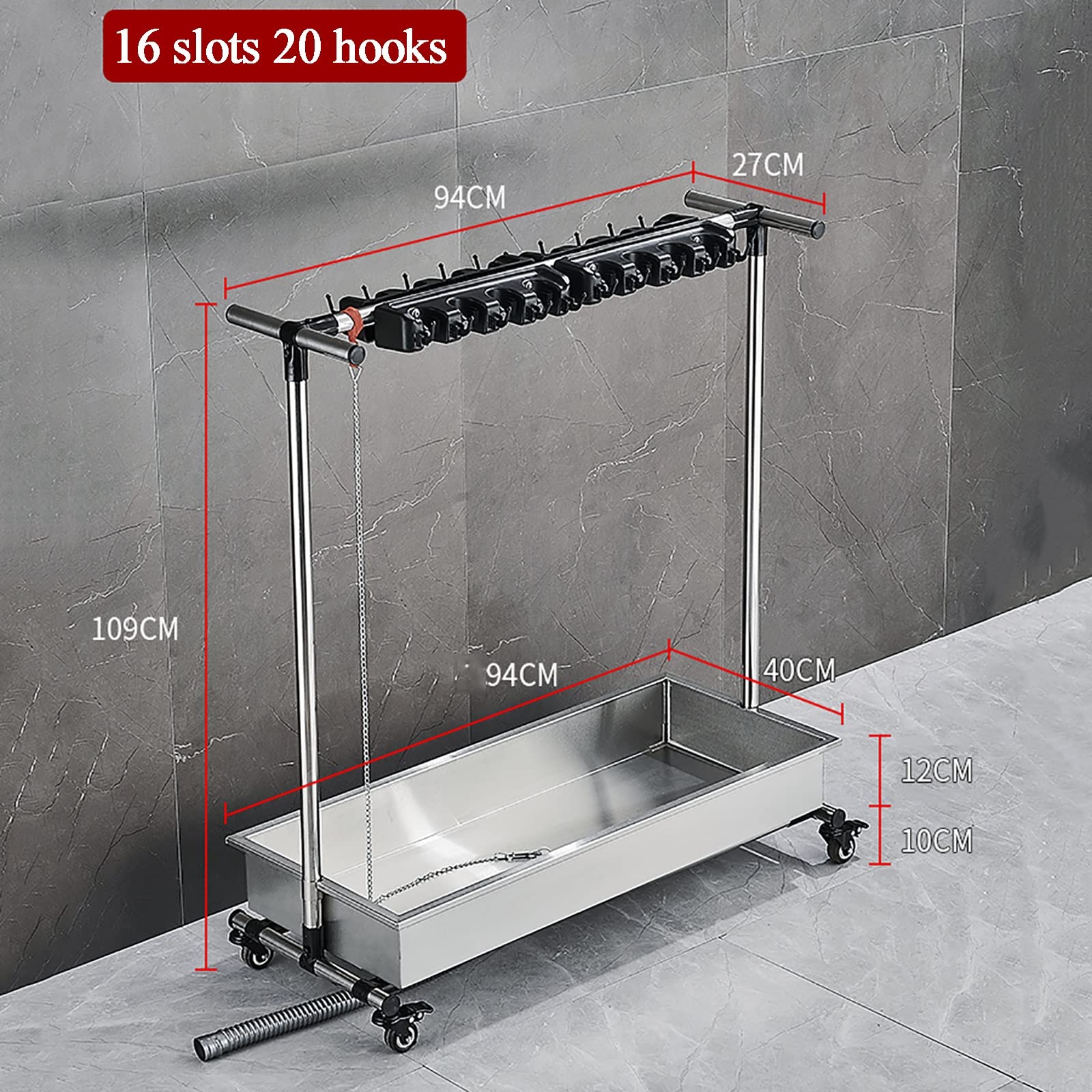 Rejilla para escurrir trapeadores montada en el Piso, Soporte para escobas, sopoe, Organizador de escobas, organización de lavandería, para escuelas, hospitales, hoteles, garajes de jardín (