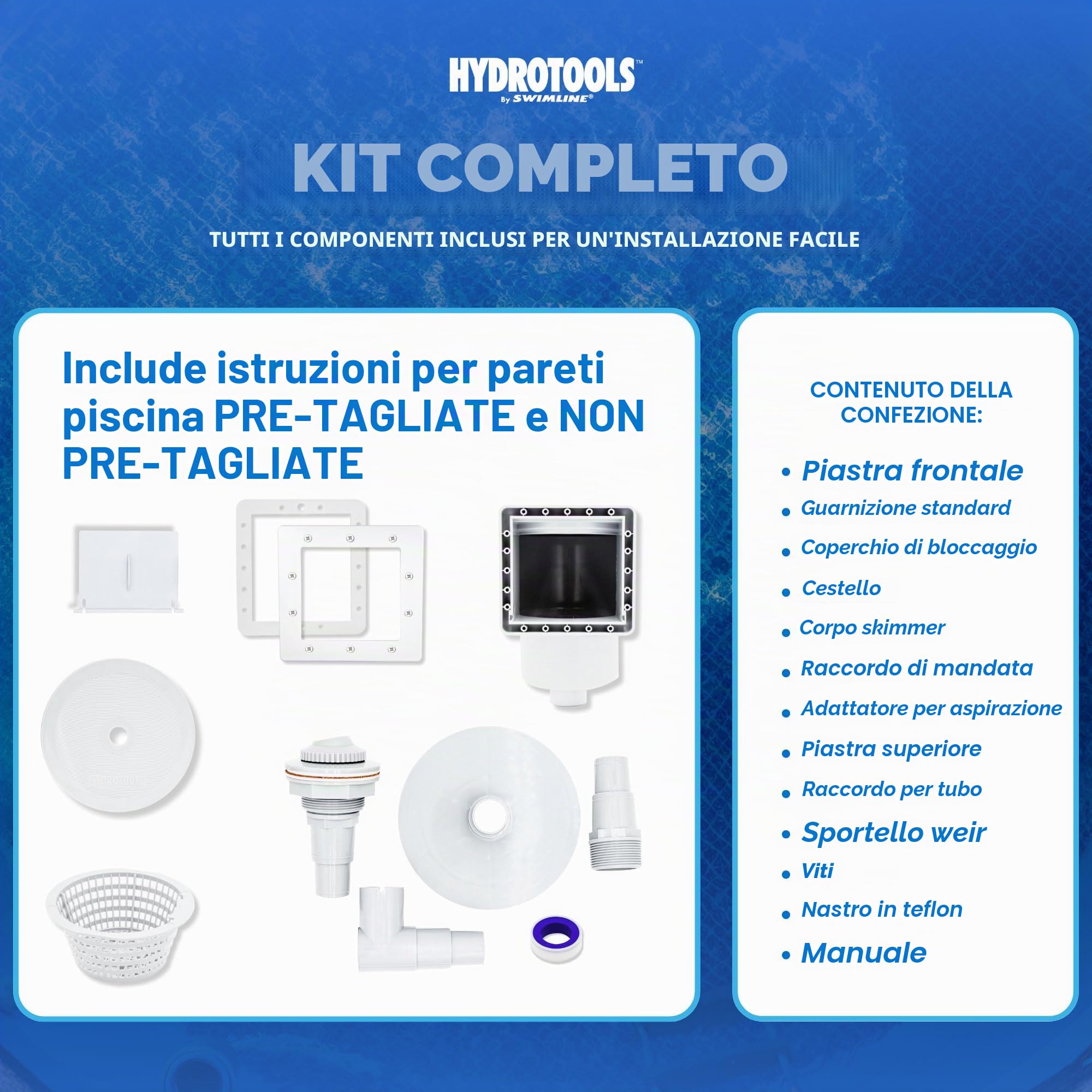 Swimline Hydrotools - Skimmer Standard in ABS, Bianco, Include Raccordo di Ritorno e Piastra di aspirazione, Accessori per la Manutenzione per Piscine Fuori Terra e con pedana