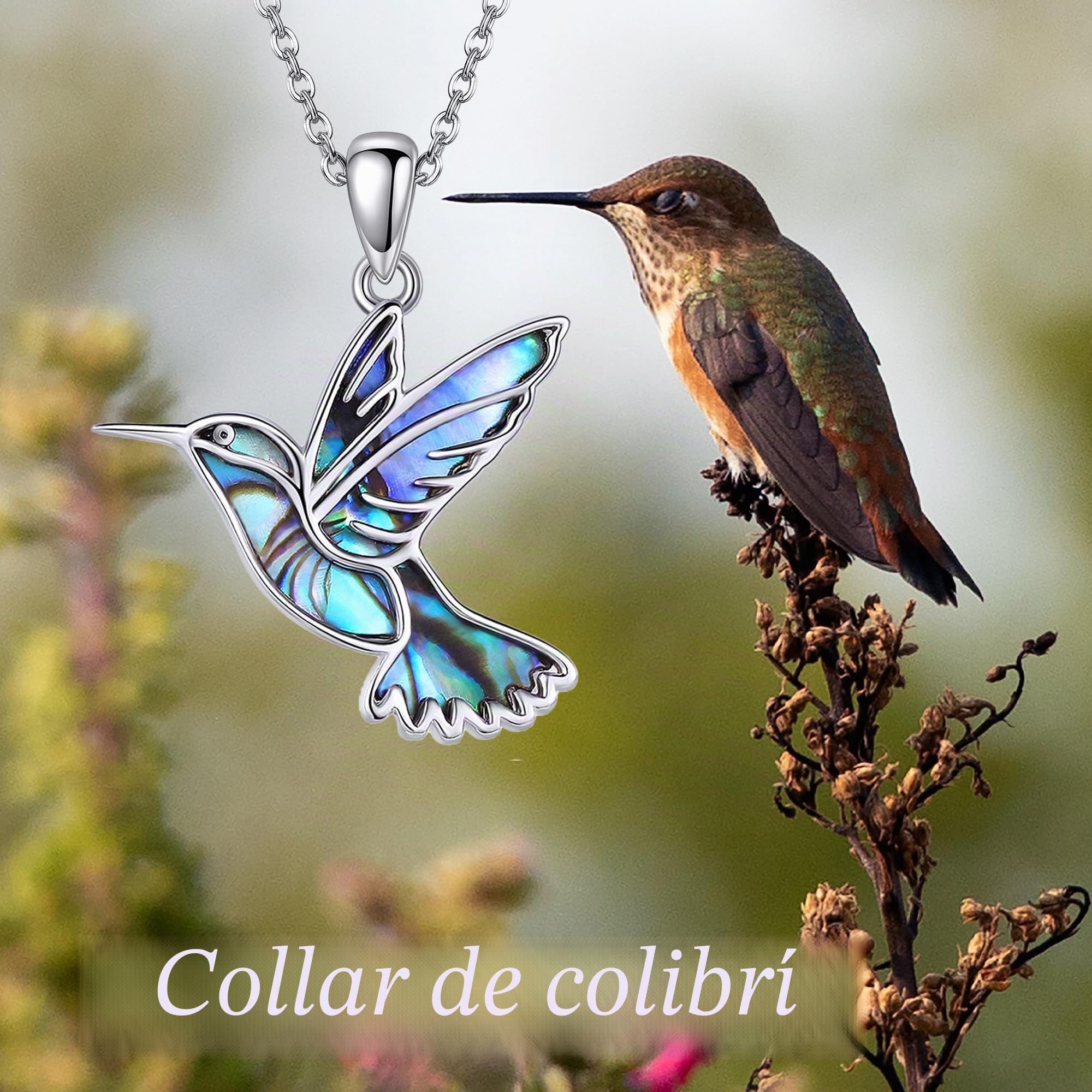 DAYLINLOVE Collares de colibrí de plata de ley 925 con colgante de colibrí, joyería de colibrí, regalo para mujeres, mamá, amantes de los colibríes