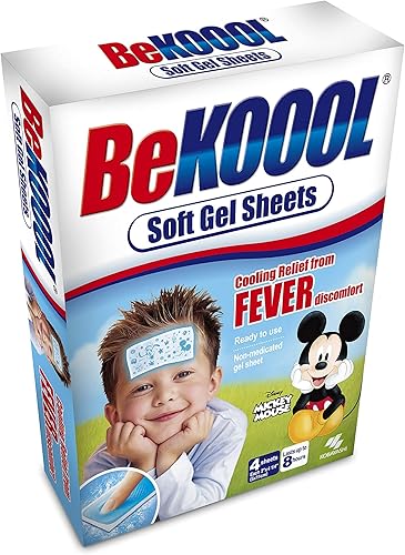 Be Koool Kids - Hojas de gel suave para niños de 8 horas con reductor de fiebre de alivio refrescante 24 hojas individuales empaquetadas a granel