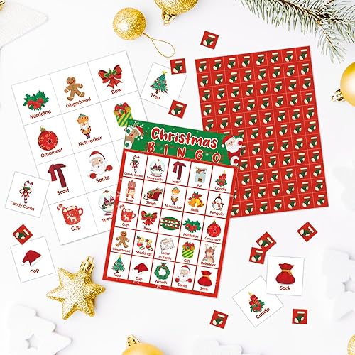 Miniatura 3 de Lesixur Juegos de bingo de Navidad - Juegos de bingo de Navidad para 24 jugadores, suministros de fiesta de Navidad, juegos de bingo de vacaciones