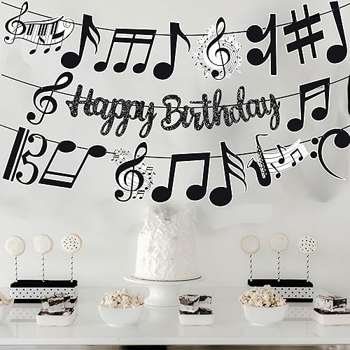 Miniatura 8 de C L cooper life Cartel de feliz cumpleaños con texto en inglés «Happy Birthday», decoraciones de fiesta musical para piano, nota musical, fiesta de