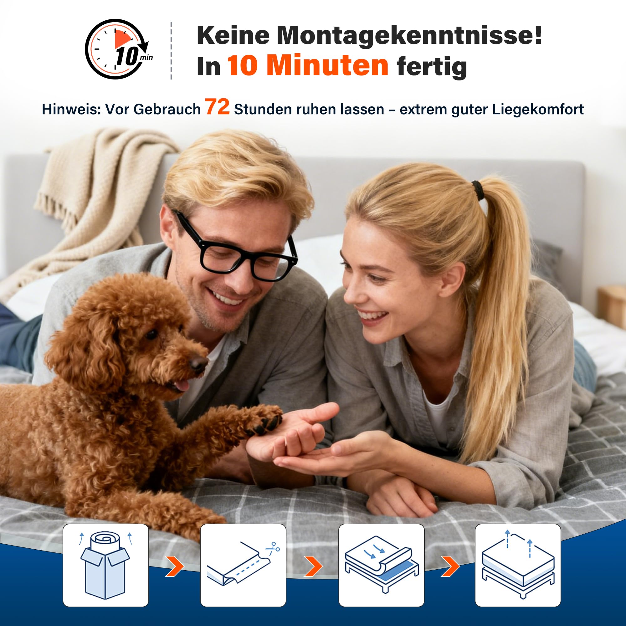 Hybrid Matratze 160x200 cm,Höhe 26cm,1600+ Taschenfederkernmatratze | 7-Zonen matratze mit Federn & Schaumstoff, Härtegrad H3, Druckentlastung,Geräuschlos, Hypoallergen, Atmungsaktiv für Schlafen