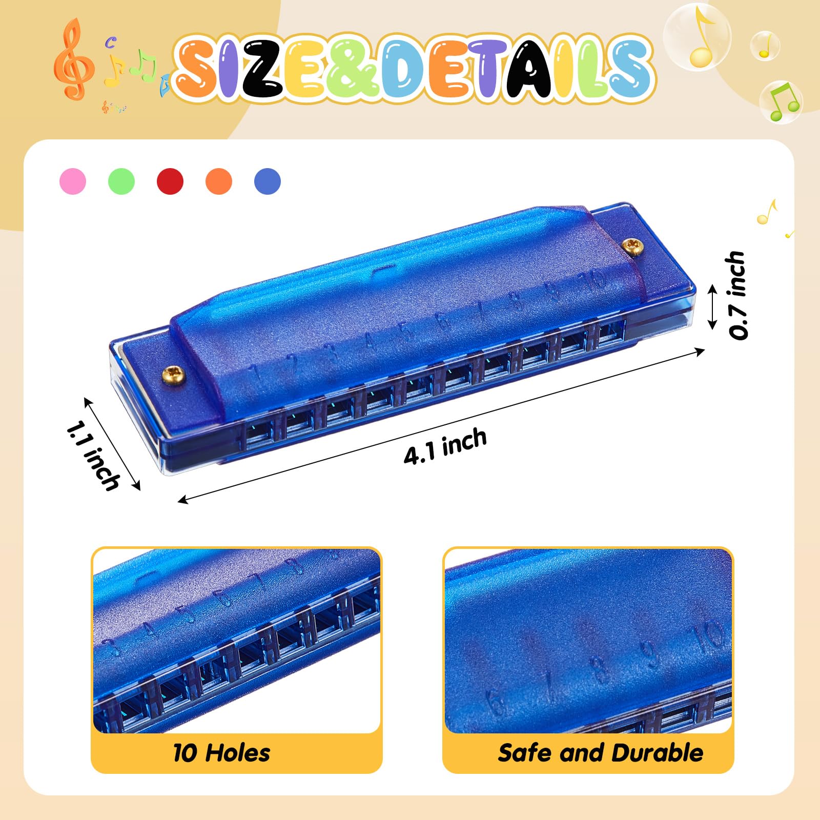 Liliful 10 szt. 10-otworowa plastikowa harmonijka dla dzieci edukacyjna harmonijka muzyczna harmonijka zestaw półprzezroczysta harmonijka instrumentalna prezenty dla dzieci dzieci dorosłych