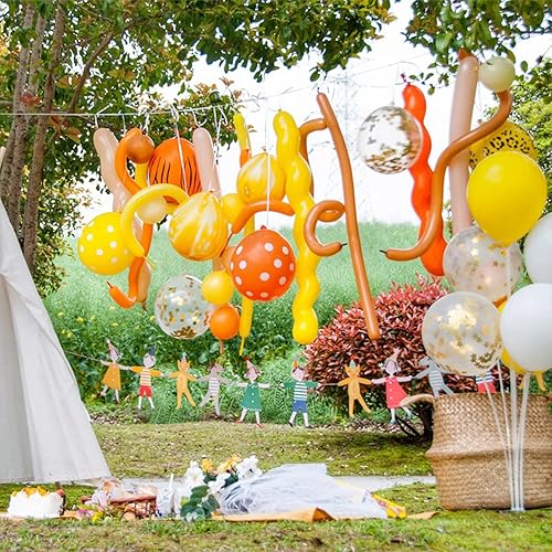 Vista 13 de 100 globos mágicos largos de látex trenzado de 260 Q para forma de animal, cumpleaños, payasos (blanco)