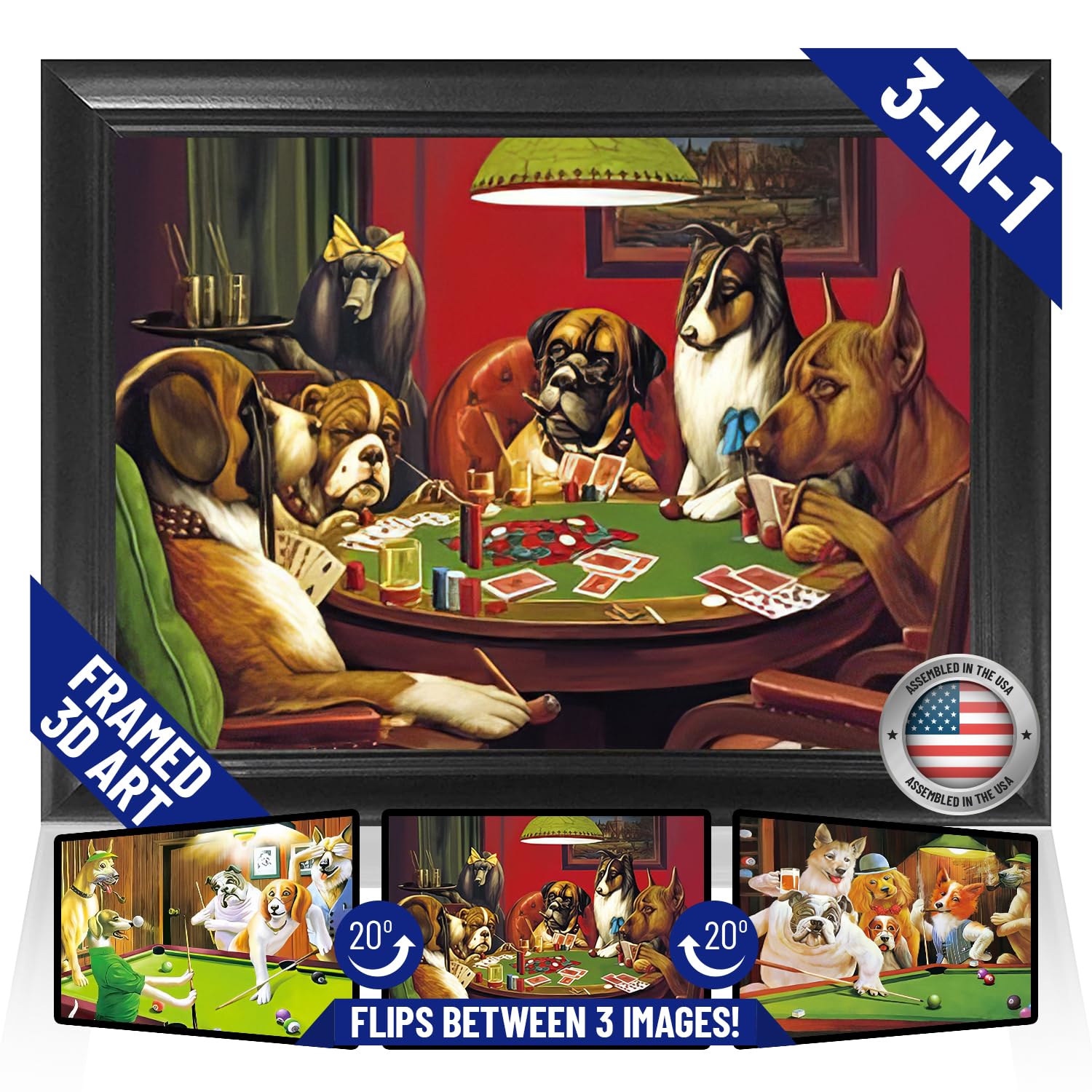 Amazon.com: Dogs Playing Poker Framed Poster Print Wall Art - 14.5