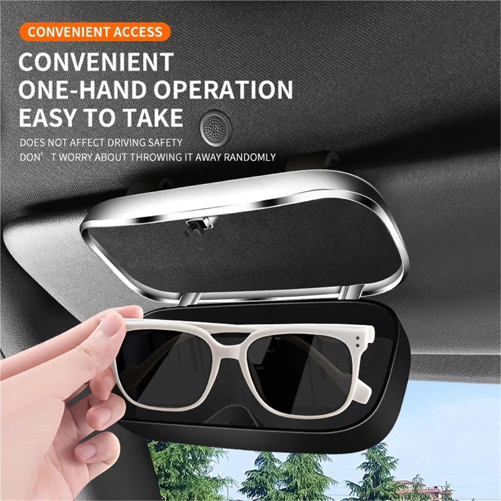 Car Glasses Box Portable Sunglasses Holder In The Driving Eyeglass Case Sun Visor Lenses(Brown-1PCS)