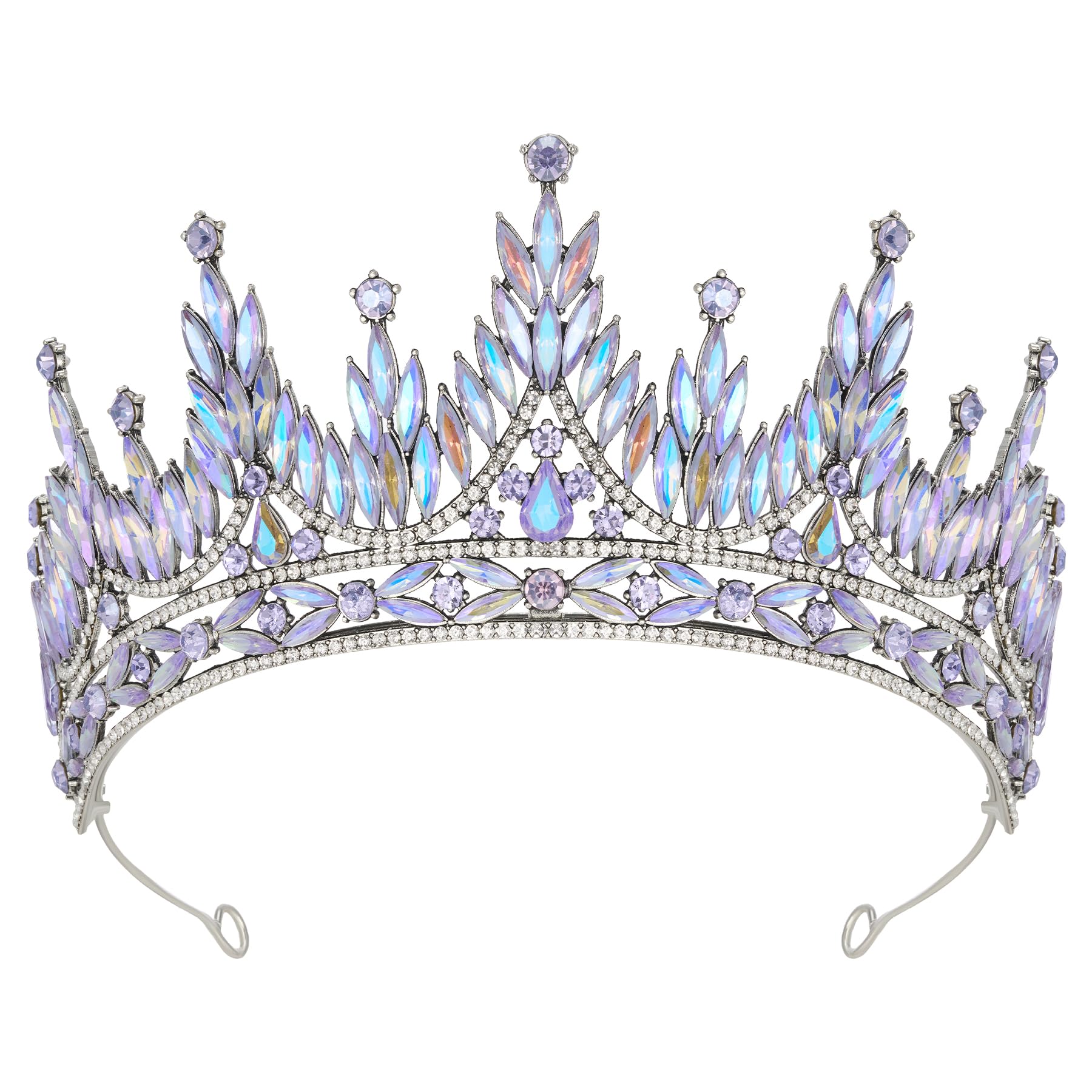 SWEETV Tiaras and Crowns for Women, Wedding Tiara for Bride, Rhinestone Queen Crown, Crystal Costume Hair Accessories for Birthday Prom Quinceanera Celebration: Purple Aurora Borealis