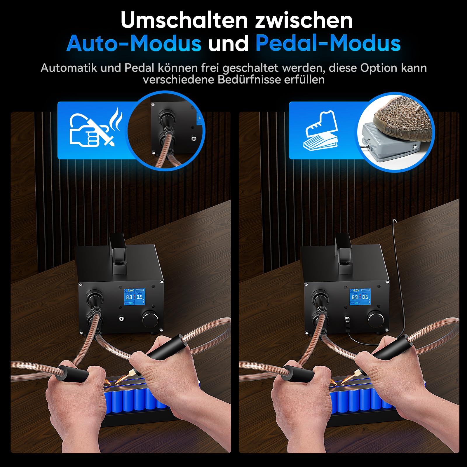 SEESII Punktschweißgeräte für Akkus: 8KW Akku Punktschweißgerät mit 3000F Kondensator, 250 Gänge Einstellbar, Spot Welder mit Farben-LCD bis zu 0,3mm Vernickelte Leiste