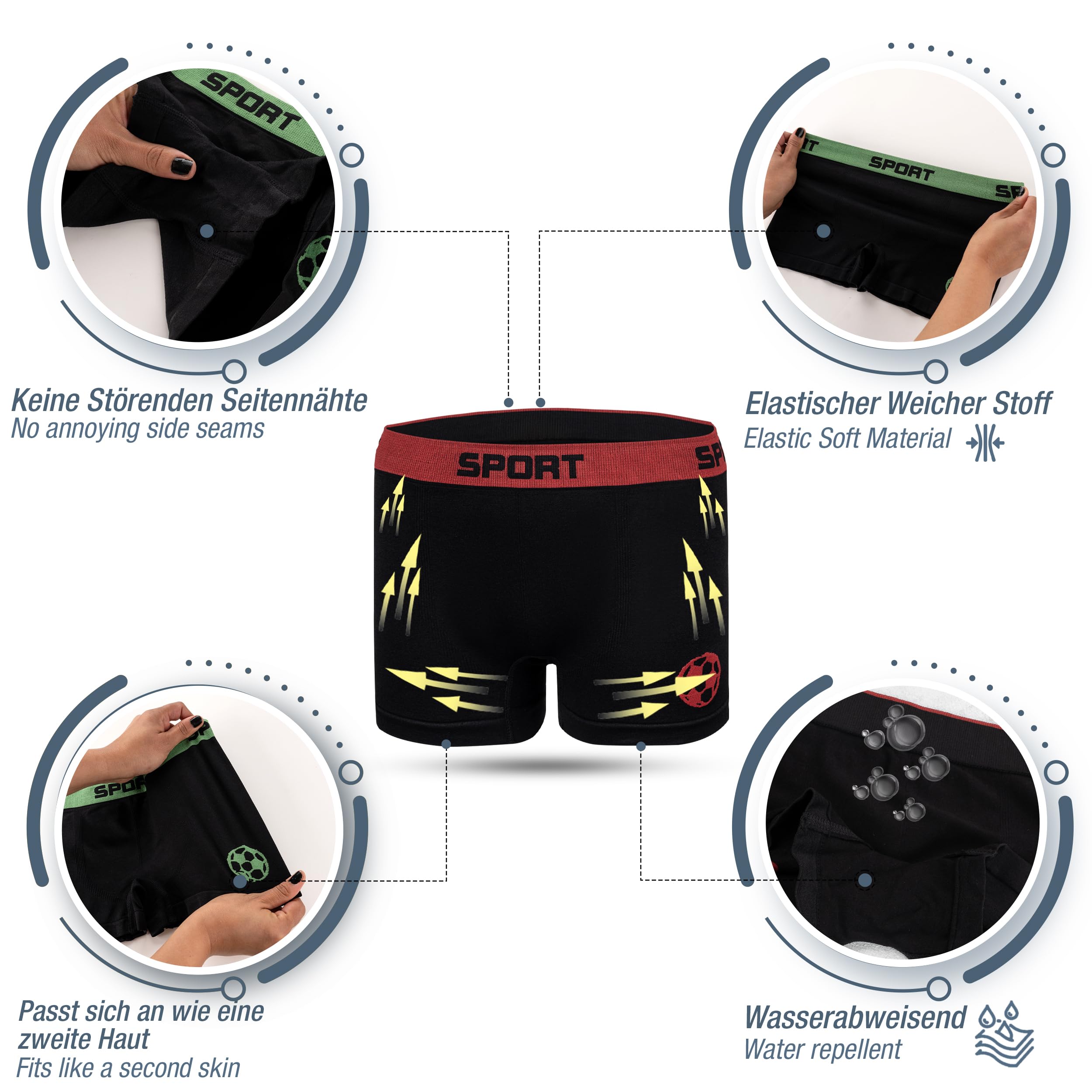 LOREZA ® 10 Garçons Boxers en Microfibre sous-vêtements Caleçons sans Couture 10-16 Ans