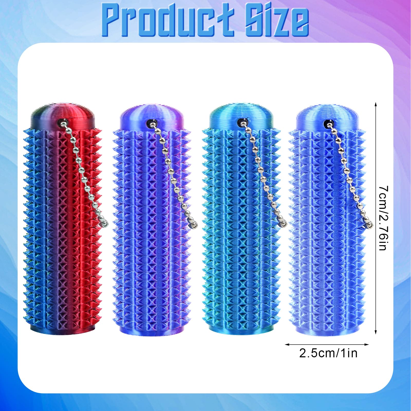 4 Pcs Little Ouchies Pain Fidget Toys, 3D Printed Spiky Grippie Stim Keychain, Pain Stim Fidget Toy - Image 2