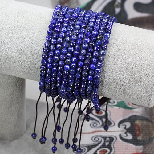 Miniatura 4 de Pulsera de borla de macramé trenzada ajustable con cuentas redondas de 0.157 pulgadas (0.157 in)