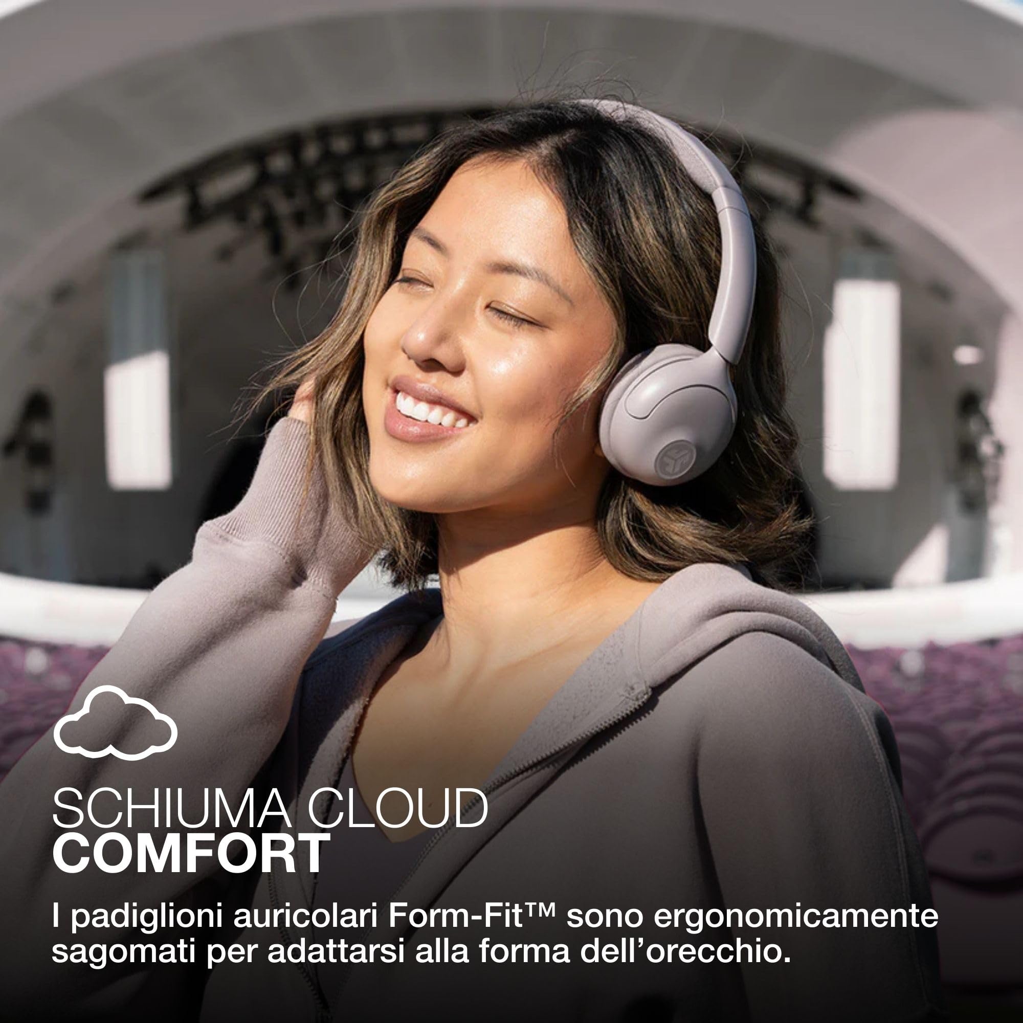 JLab Go Lux ANC Cuffie Wireless On Ear Cancellazione Rumore, Malva | Cancellazione Attiva del Rumore, 70+ Ore, Microfono Integrato, Connessione Multipla Bluetooth e Audio Spaziale