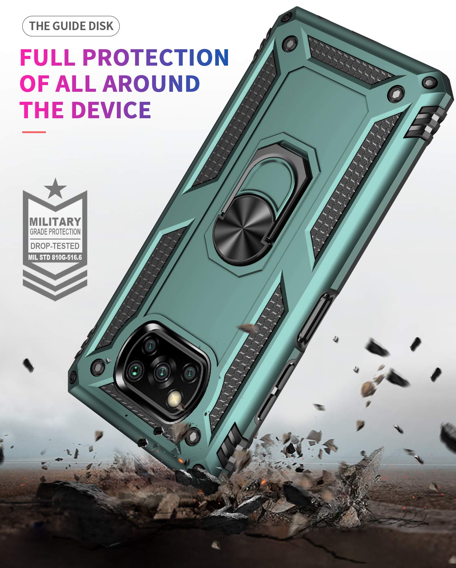 DOINK Schokbestendige Hoes Voor Xiaomi Poco X3 Pro / X3 NFC – Stevige Armor Cover Met Kickstand En Camera Bescherming, Grijs 5 miniatura