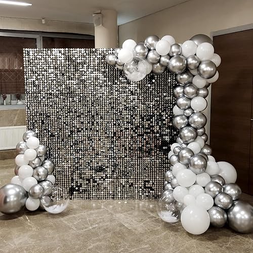 Miniatura 6 de FOTIOMRG 120 globos plateados metálicos de 5 pulgadas, pequeños globos de látex plateado cromado para fiesta, calidad de helio, para cumpleaños,