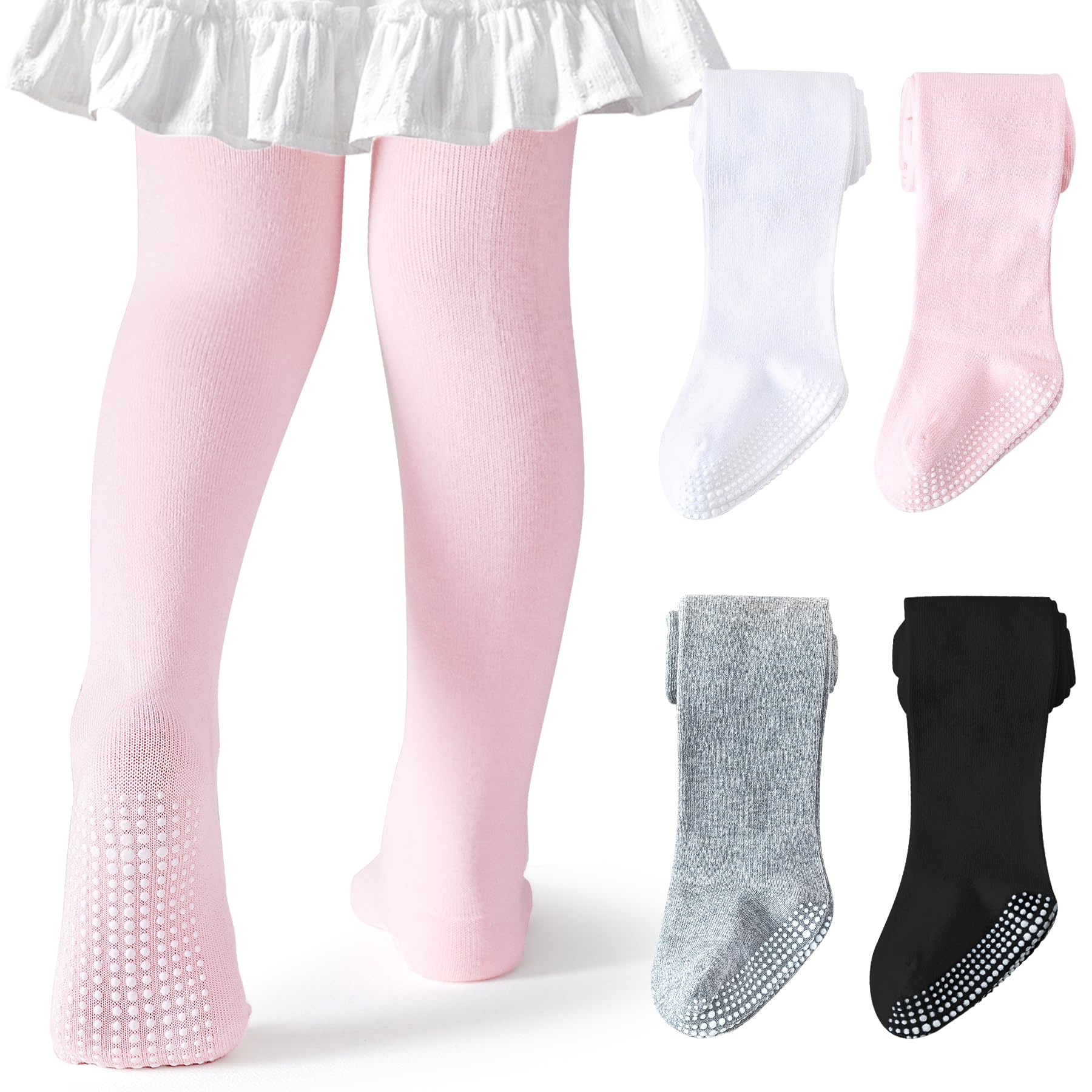 Baby Tights Non Slip Toddler Stockings Tights with Grippers Seamless Soft Cotton Knit Leggings Newborn