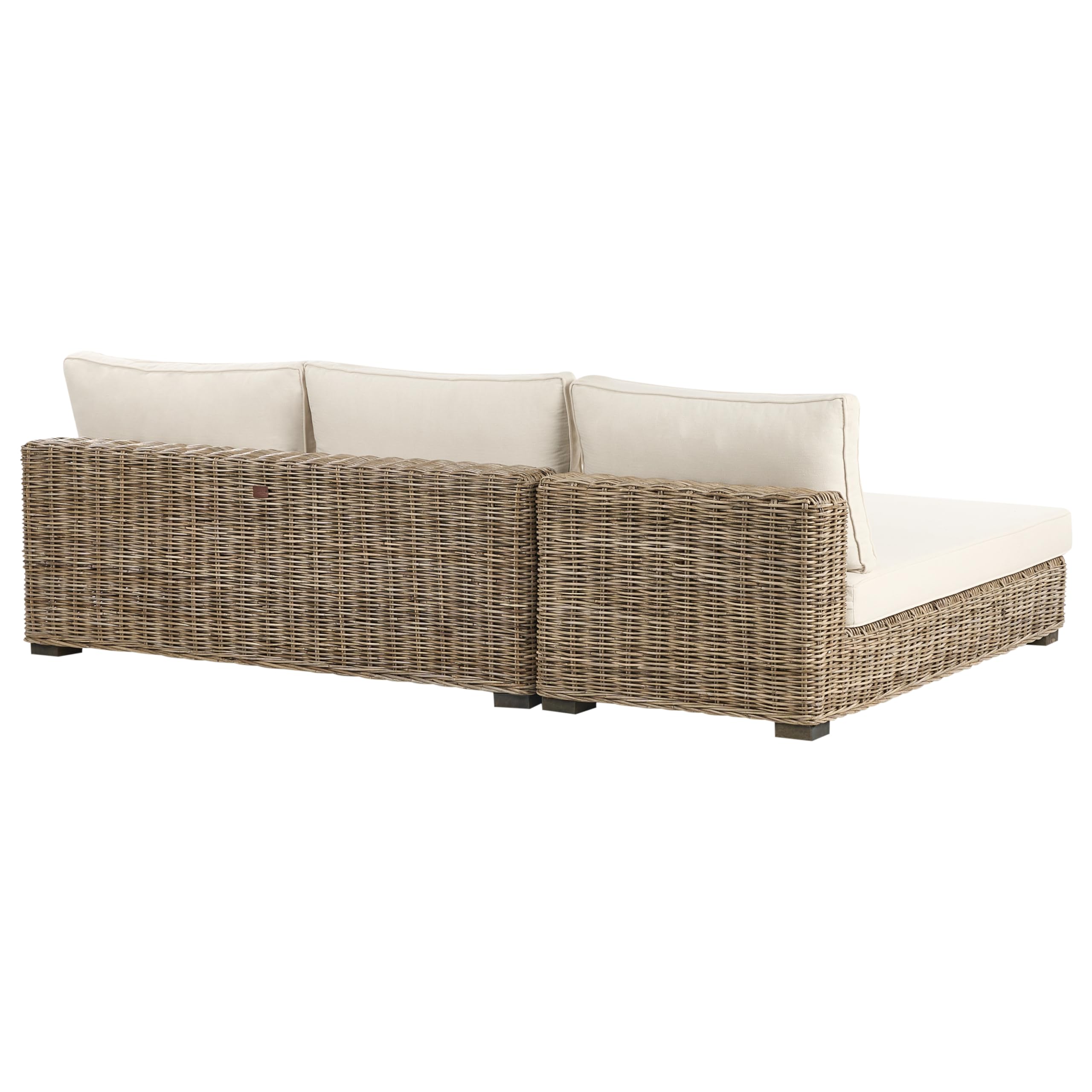 Lounge Set Rattan grau 4 Personen rechtsseitig Auflagen cremeweiß Varallo