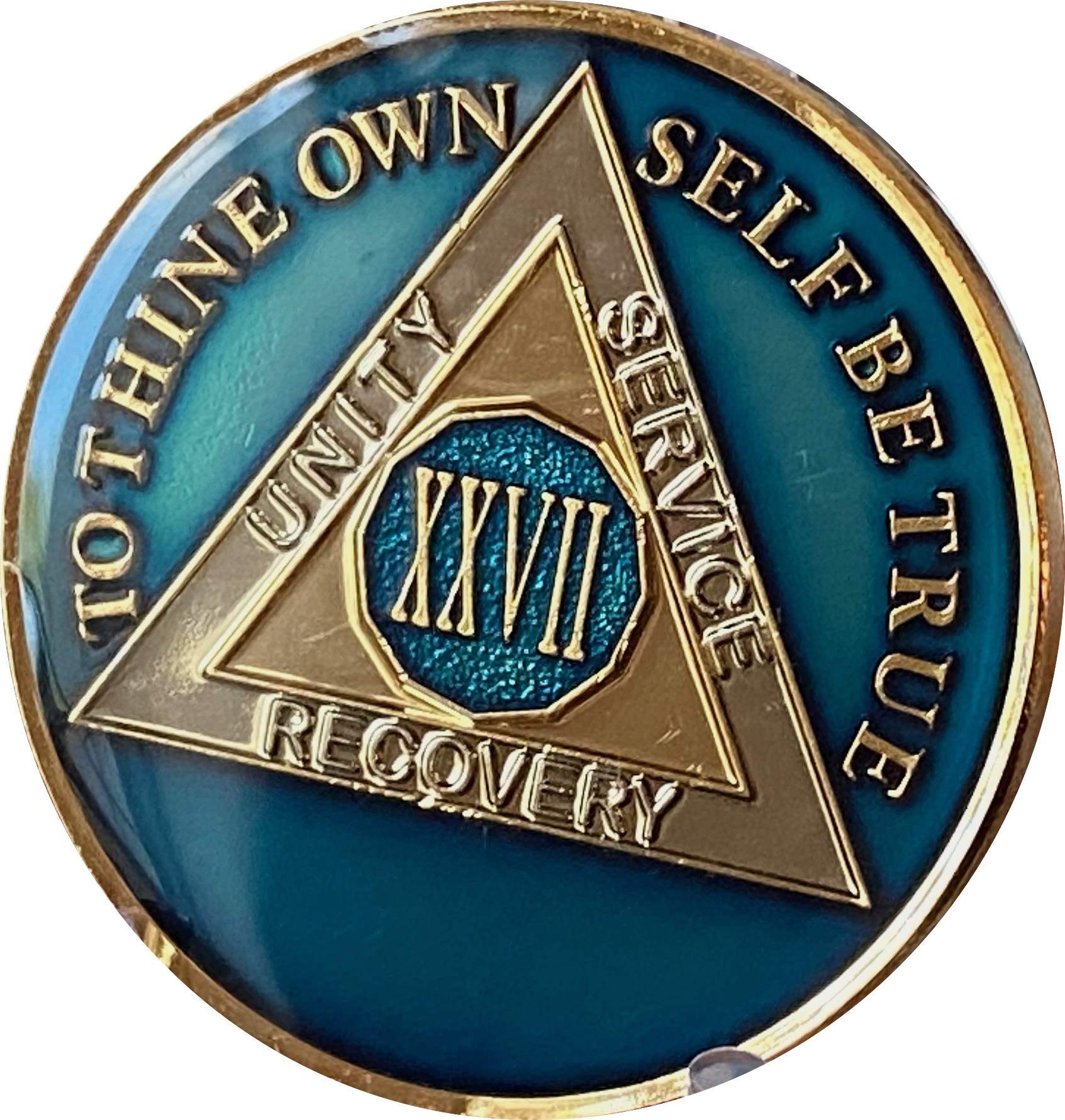 Ranger Industries27 Year AA Medallion Metallic Midnight Blue Sobriety Chip XXVII