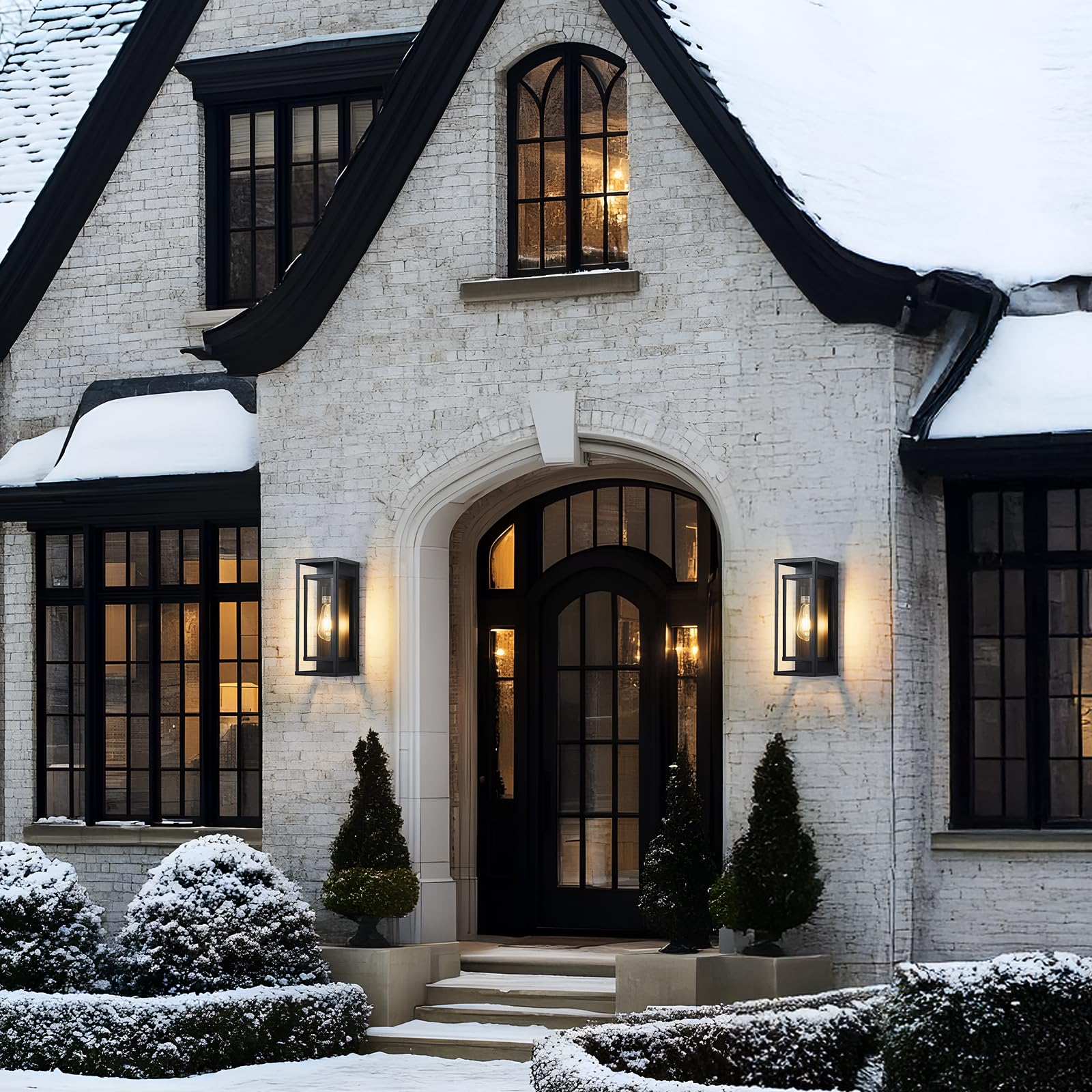 14 Outdoor Wall Lights Fixtures Black Exterior Lighting Fixtures Waterproof Outdoor Wall Lantern Modern Front Porch Lights with — view 7