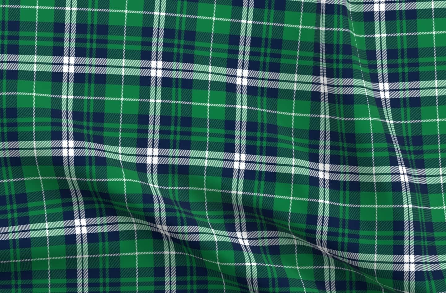 Spoonflower Fabric - Fall Plaid Navy Green Wholecloth Cheater Quilt Top Coordinate Winter Printed on Petal Signature Cotton Fabric Fat Quarter - Sewing Quilting Apparel Crafts Decor