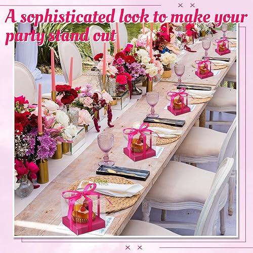 Miniatura 10 de Thenshop 50 cajas transparentes para cupcakes, contenedores individuales de plástico de 3.5 pulgadas, cajas individuales para cupcakes con insertos